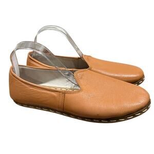 Sabah Mens Size 41 US 9-9.5 Shoes Turkish Brown Tan Leather Slip On Handmade